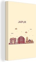 Canvas Schilderij India - Jaipur - Skyline - 60x90 cm - Wanddecoratie
