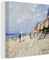 Canvas Schilderij De promenade van Trouville - Claude Monet - 50x50 cm - Wanddecoratie
