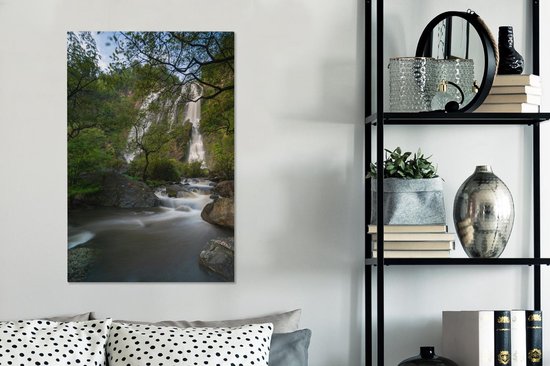 Un bel aperçu de la grande cascade du parc national de Klong Lan Toile 40x60 cm - Tirage photo sur toile (Décoration murale salon / chambre)