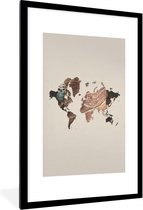 Fotolijst incl. Poster - Wereldkaart - Hout - Boom - 80x120 cm - Posterlijst