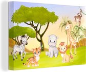 Canvas Schilderij Jungle - Dieren - Kind - 30x20 cm - Wanddecoratie