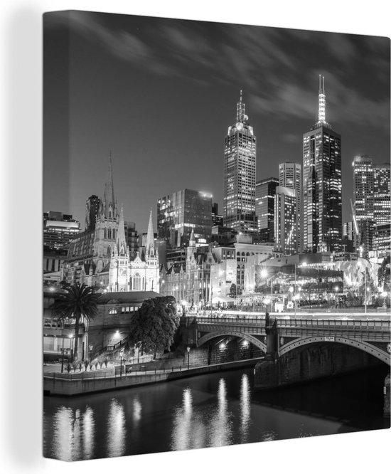 Canvas Schilderij Skyline - Melbourne - Australië - 20x20 cm - Wanddecoratie