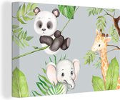 Canvas Schilderij Jungle - Bladeren - Dieren - 30x20 cm - Wanddecoratie