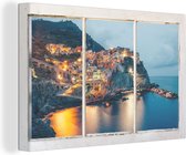 Canvas Schilderij Doorkijk - Zee - Italië - 90x60 cm - Wanddecoratie