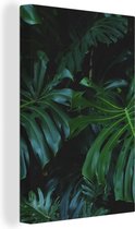 Canvas Schilderij Jungle - Groen - Bladeren - 60x90 cm - Wanddecoratie