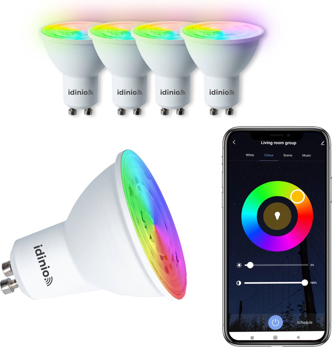 Lampe LED IDINIO Smart GU10 - Dimmable - White & Couleur (RGB) - 4 lampes  LED | bol
