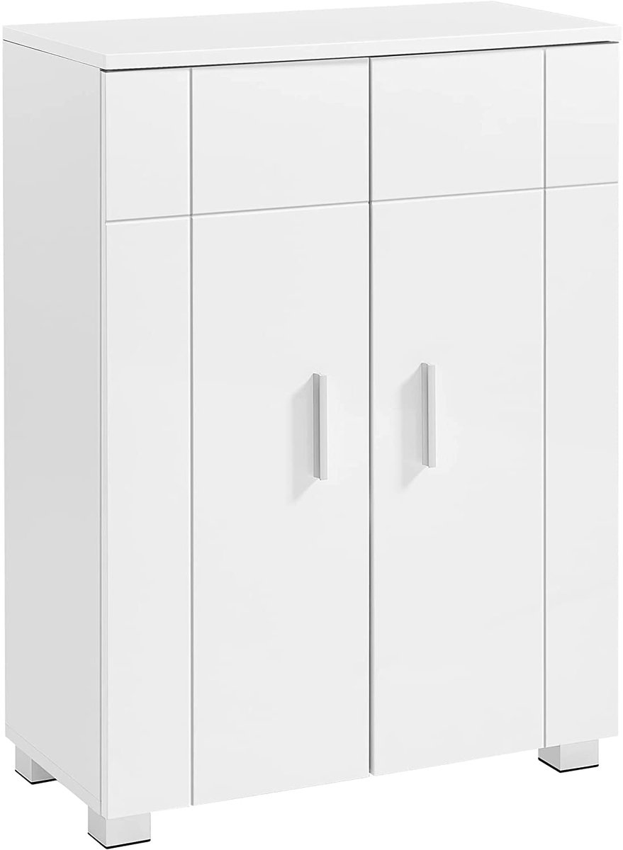 c90 - badkamermeubel, zijkast met verstelbare legplankniveaus en dubbele deur, gangkast, voor badkamer, 60 x 30 x 82 cm, wit BBK144W01
