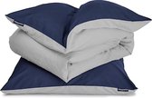 sleepwise Soft Wonder Edition beddengoed - Dekbedovertrek 135 x 200 cm - donkerblauw / grijs