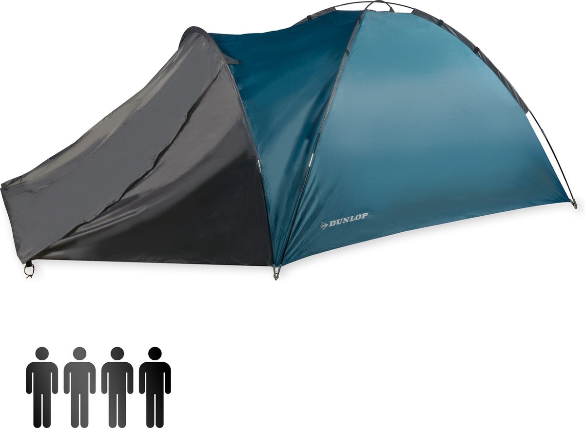 Dunlop Koepeltent 210X250X130Cm - Blauw/ Grijs - 4 Persoons