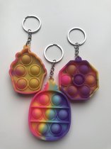Pop It - Sleutelhanger - Ananas / Cupcake / achthoekig - Mini Pop It - Tegen Stress - 3 stuks