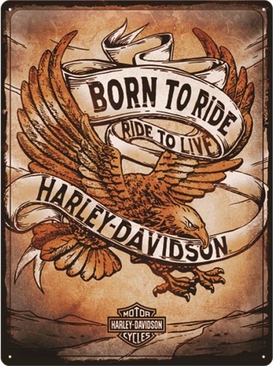 Wandbord - Harley Davidson Born To Ride Born To Live