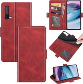 OnePlus Nord CE Hoesje - MobyDefend Luxe Wallet Book Case (Sluiting Zijkant) - Rood - GSM Hoesje - Telefoonhoesje Geschikt Voor: OnePlus Nord CE
