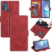 Motorola Moto G50 Hoesje - MobyDefend Luxe Wallet Book Case (Sluiting Zijkant) - Rood - GSM Hoesje - Telefoonhoesje Geschikt Voor: Motorola Moto G50