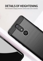 Nokia 2.4 hoesje - Gel case geborsteld metaal en carbonlook - Zwart - GSM Hoesje - Telefoonhoesje Geschikt Voor: Nokia 2.4