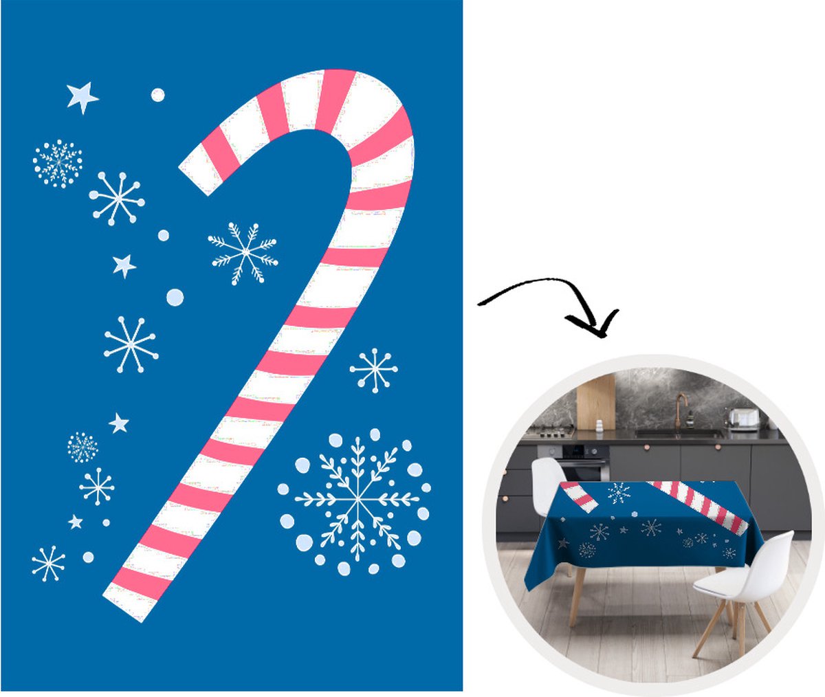 Kerst Tafelkleed - Kerstmis Decoratie - Tafellaken - Zuurstok - Sneeuwvlok - Kerst - Sneeuw - 150x220 cm - Kerstmis Versiering