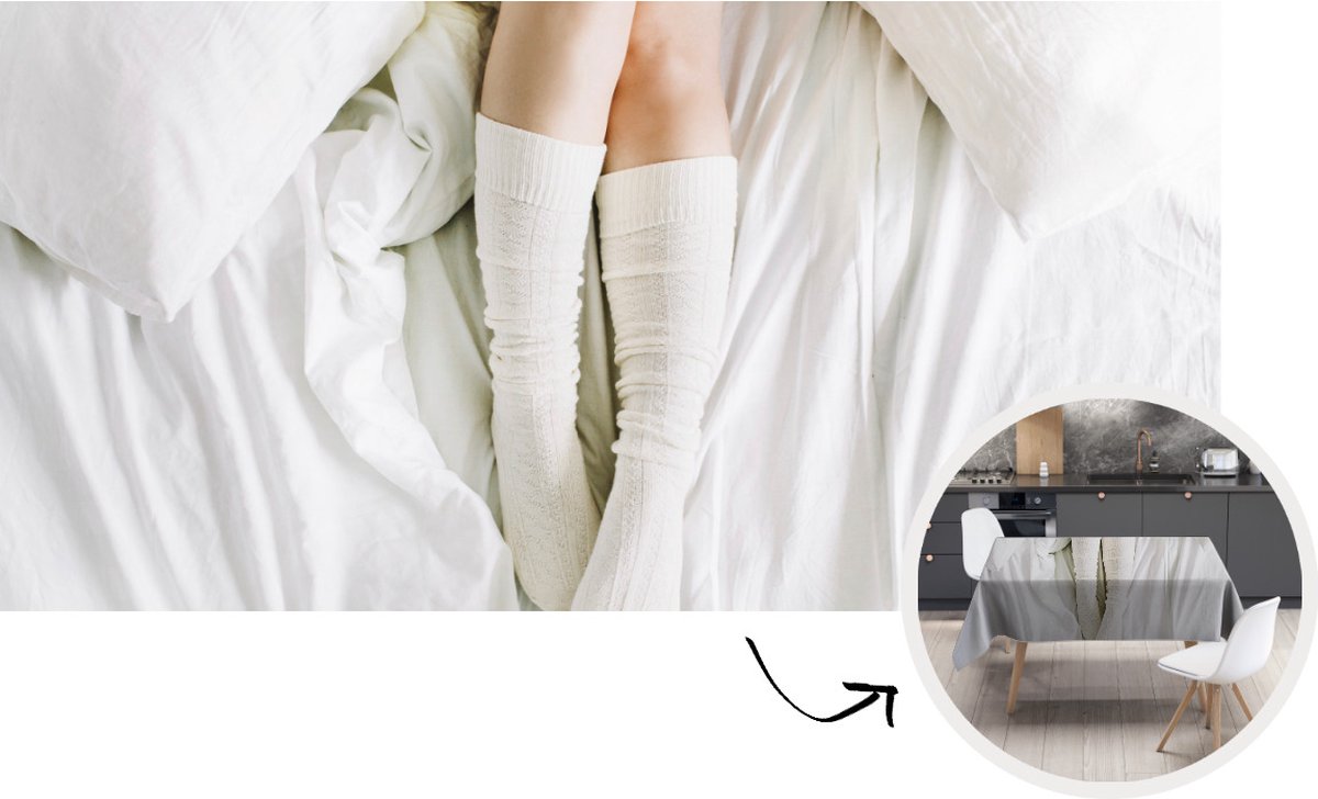 Tafelkleed - Tafellaken - 260x130 cm - Winter - Sokken - Wit - Binnen en Buiten