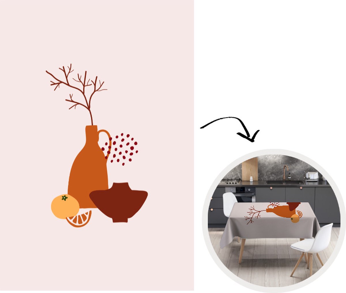 Tafelkleed - Tafellaken - 180x260 cm - Vazen - Fruit - Design - Binnen en Buiten
