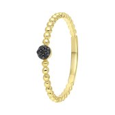 Lucardi Dames Ring 7 zwarte diamanten 0,025ct bol - Ring - Cadeau - 14 Karaat Goud - Geelgoud