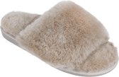 Fluffy Slipper Beige - Echte Schapenvacht - met flexibele rubberen zool - maat 37
