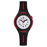 Tekday-Analoog-Kinderhorloge-Zwart/Rood-Waterdicht-Achergrond verlichting-Silicone band-Fijn draagcomfort