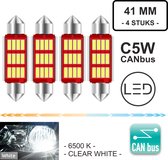 C5W 41mm ( Set de 4 pièces) Wit clair 6500K 12V 12 LED CANbus approprié ESP CHIP sans erreur 4014 SMD C10W 1100 Lumen - 42mm - 6500 Kelvin