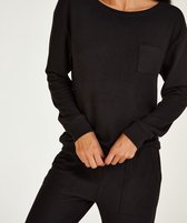 Hunkemöller Dames Nachtmode Pyjama Waffle Placket  - Zwart - maat XL