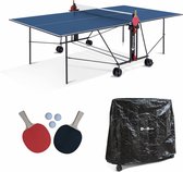 Alice's Garden - Blauwe pingpongtafel - Indoor - Met 2 batjes en 3 ballen - Voor binnengebruik - Tafeltennissport - Met PVC hoes