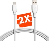 2-PACK Power TPE USB-C Kabel voor Samsung / Huawei - Data en Sychronisatie - Snellaadkabel Opladerkabel Snoer Oplaadsnoer - Type C Fast Charging - Oplaadkabel - 2 Meter