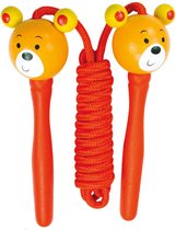 Bino Springtouw Beer 120 Cm Hout/nylon Rood/oranje