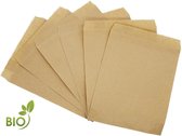 100 papieren zakjes BIO - cadeauzakjes - bruin - 12x12 cm kartonnen