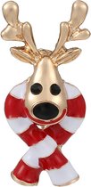 Kerst Broche - Rendier met Sjaal - Gouden kleur kerstbroche Rudolf