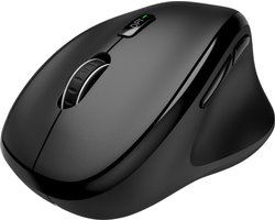 Qware Office - XL Muis - Muis - Draadloos - Multiconnect - Bluetooth - 2.4 GHz - Dongel - Duimsteun - Lincoln - 1000-1600-2400 DPI - Zwart