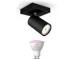 Philips Hue Kosipo Opbouwspot (Zwart) - Wit en Gekleurd Licht - Wandspot of Plafondspot met 1 Lichtpunt - GU10 - Hue White and Color Ambiance
