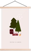 Posterhanger incl. Poster 120x180 cm - Schoolplaat - Cadeaus - Kerstbomen - Quotes - Textielposter - Blanke latten
