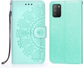 Bloemen Book Case - Xiaomi Redmi 9T Hoesje - Cyan