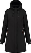 Travelin' Jack Silya - Lange Getailleerde Dames Parka - Softshell - Zwart - Maat 46