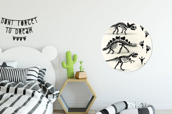 Illustration des os de dinosaures Sticker mural cercle mural 80x80 cm / cercle papier peint / cercle mural / cercle vivant - autocollant et découpe ronde