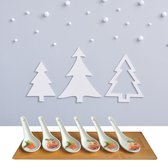 Alpina 6 Amuselepels met Quttin Bamboe Serveerplankje | 33 x 12 cm | Duurzaam Kerstcadeau | Keramische Amuselepels | Bamboe Snijplank | Bamboe Presenteerplank