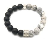 Armband met kralen grijs en zwart-10 mm- One size-Musthaves