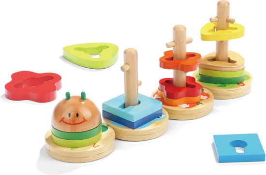 Houten stapelspeelgoed rups