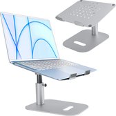 LURK® MOTION Verstelbare Laptop Standaard tot 17 Inch - Laptopstandaard - Laptophouder - 360° Draaibaar - Aluminium - Zilver