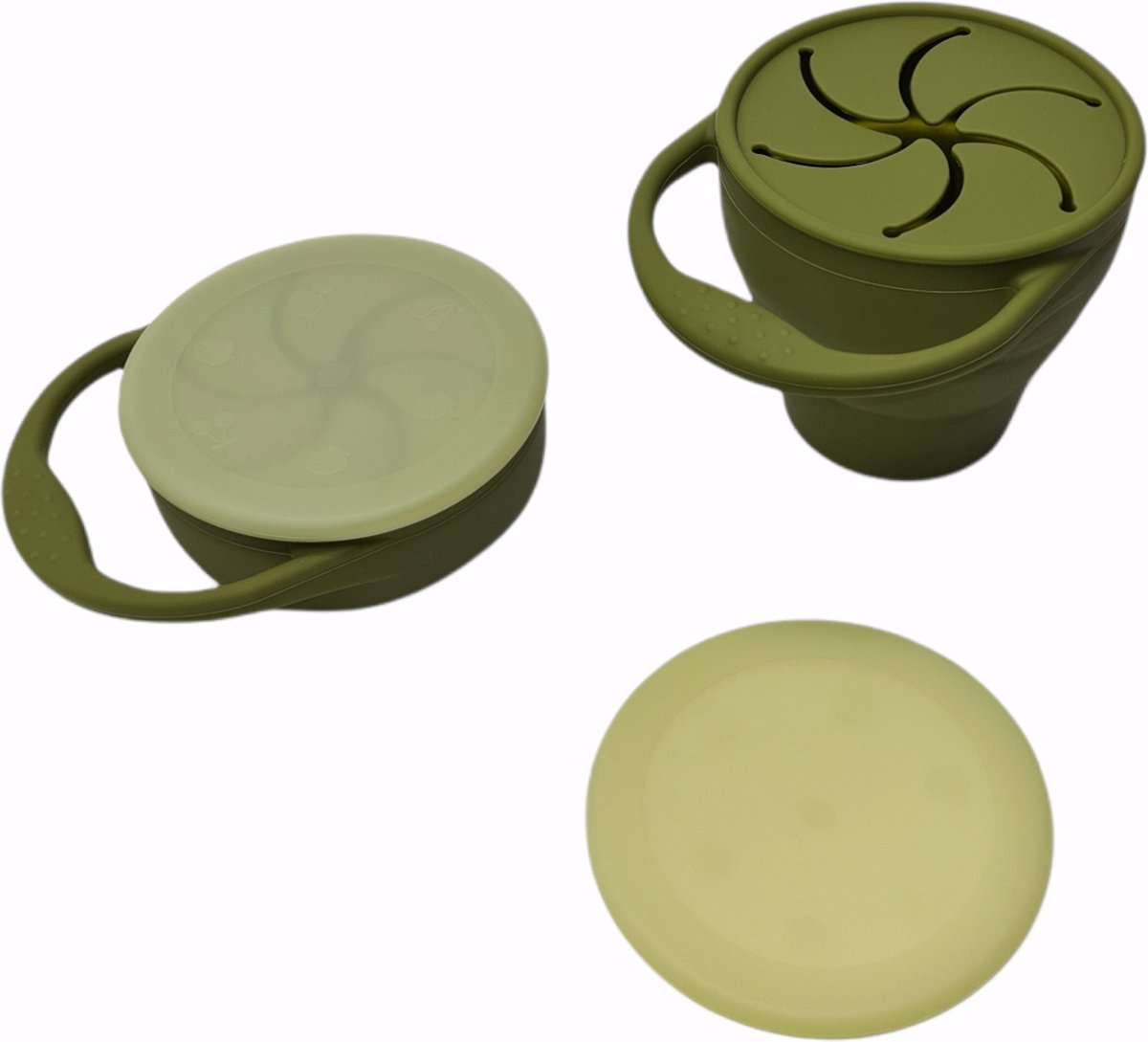Goedkoopste Snack cup - Snack Beker - Inklapbaar - Siliconen - Duurzaam - Baby - Peuter - Dreumes - Servies - Babyeetset - Onderweg - Groen