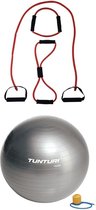 Tunturi - Fitness Set - Tubing Set Rood - Gymball Zilver 75 cm