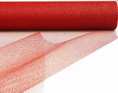 Rol glanzende net tule rood 9 meter x 48 cm - stoffen - tule - rood - naaien - DIY - hobby - decoratie - kerst