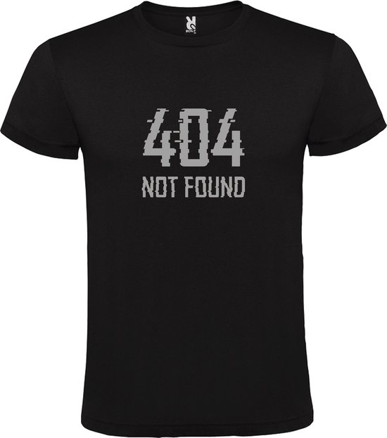 Zwart T-Shirt met “ 404 not found “ logo Zilver Size M