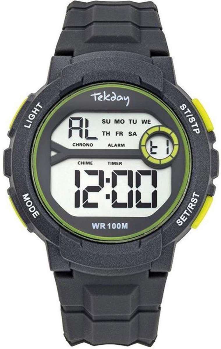 Tekday-Sportief-Digitaal heren horloge-Groen-Geel-Waterdicht-Silicone band-Fijn draagcomfort