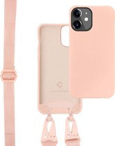 Coverzs Silicone case met dik koord geschikt voor Apple iPhone 11 - roze