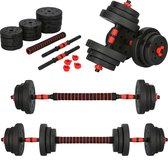Bol.com Springos Dumbbells | Gewichten set | Halterset | 12 gewichten | 20 kg | Zwart-rood aanbieding