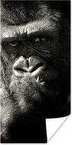 Poster Dierenprofiel gorilla in zwart-wit - 80x160 cm