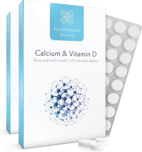 Healthspan Calcium & vitamine D 240 kauwtabletten Vitamine D3 van